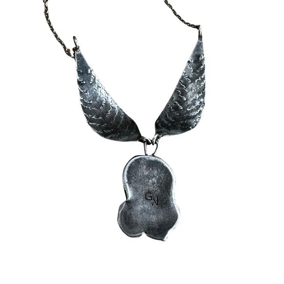 Sterling Silver Turquoise Coral Signed GN Collar Necklace - Picture 4 of 7